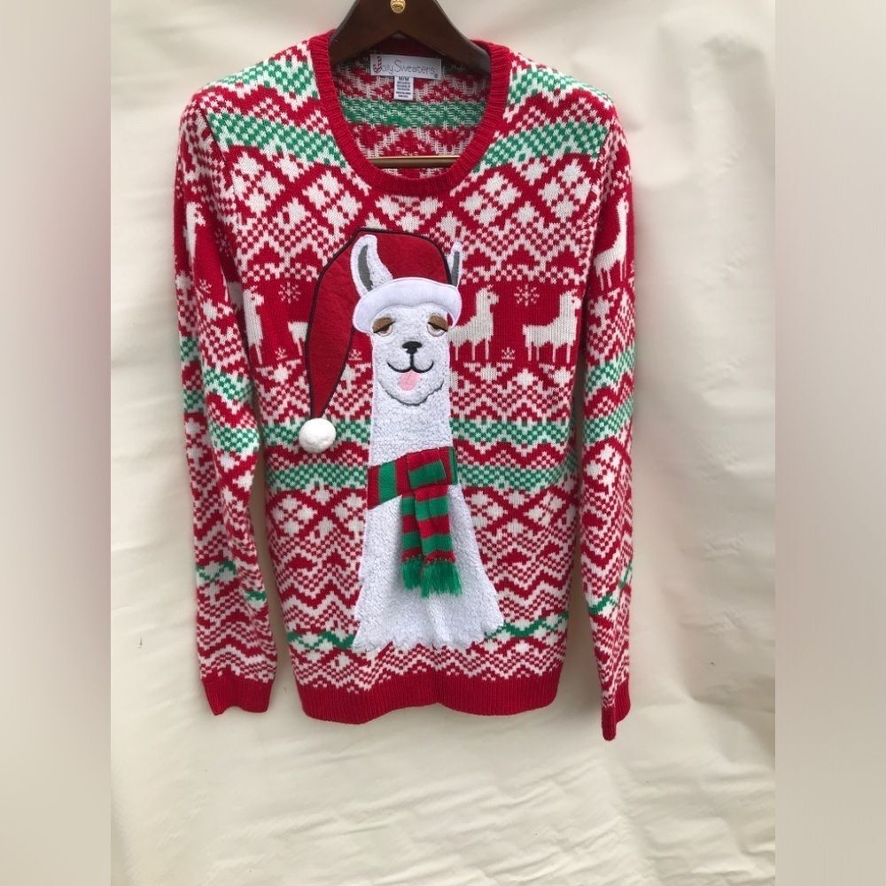 Jolly Sweaters Womens Vintage Christmas Red/White/Greem Sweater Medium